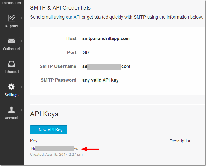Show Mandrill API key