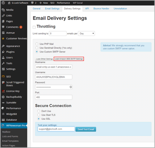 G-Lock WPNewsman integrates with Amazon SES