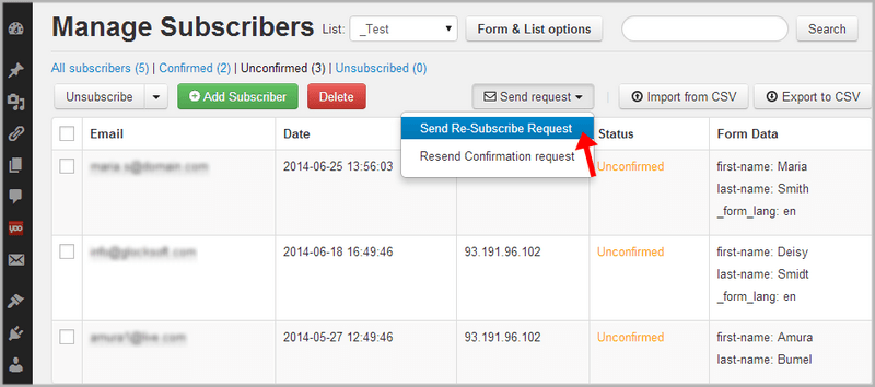 Import subscribers from csv